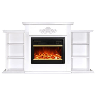 Dekorativ elektrisk pejs, Fritstående, Art Flame, Sofia + Mars, Hvid, I MDF, Timer, Brændende effekt, Justerbar intensitet, Fjernbetjening, 1,5 kW, 1900x1000x320 mm