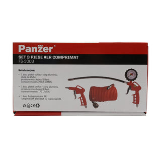 Tilbehørssæt til kompressor, 3 dele, Panzer FS-3003, 8 bar