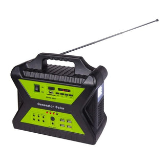 Solcellekit 12V / 17Ah m. 30W panel, 6 LED-pærer, Bluetooth, FM/AM-radio & USB | LiFePO4
