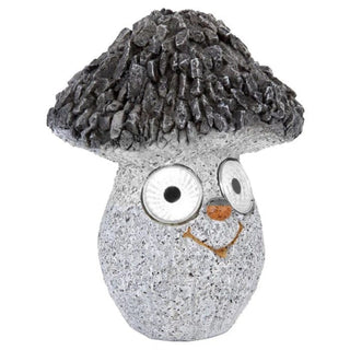 Hvid LED solcellelampe Hoff, Champignon, Plast og polyresin, H 13 cm, Grå, Udvendig