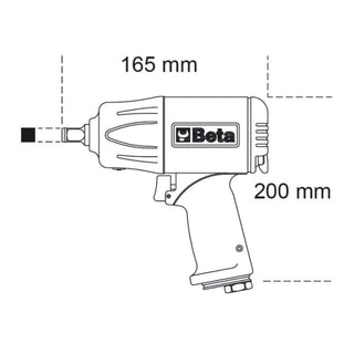 Trykluftpistol, til slagskruning, Beta 1928XM, fæste 3/4 tomme, 4800 rpm, 175 l/min, 6,2 bar