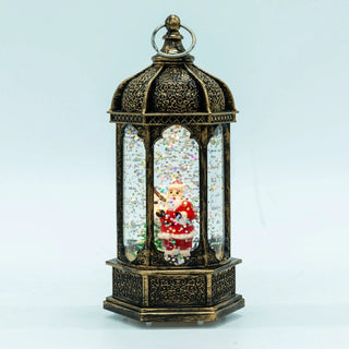 Julelanterne med julemand – Hoff, LED-lys, varm hvid, 14 cm, batteridrevet