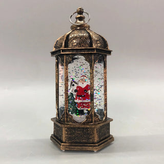 Julelanterne med julemand – Hoff, LED-lys, varm hvid, 14 cm, batteridrevet