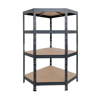 Metalreol til opbevaring, Hjørne, Rivet Garage, 180 x 90 x 90 x 45 cm, 4 hylder, 250 kg/hylde