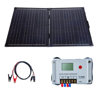 Sun Worth Bærbart Solcellekit – 100W Foldbart Panel + Smart Controller | 12V / 24V