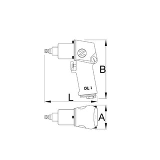 Trykluft slagnøgle, Unior 615326, kobling 1/2 tomme, fæste 1 tomme, 4000 rpm, 255 l/min, 6,2 bar