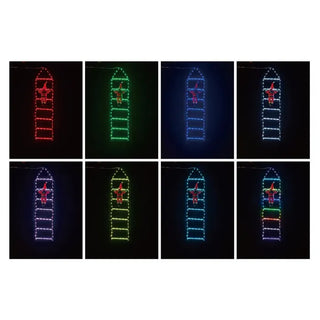 Julemand på stige Smart – Hoff iDeal, 116 RGB LED, app-styring & fjernbetjening, 25×100 cm, til inde/ude
