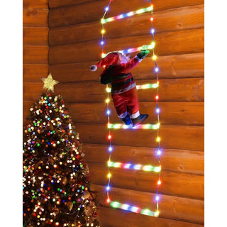 Julemand på stige Smart – Hoff iDeal, 116 RGB LED, app-styring & fjernbetjening, 25×100 cm, til inde/ude