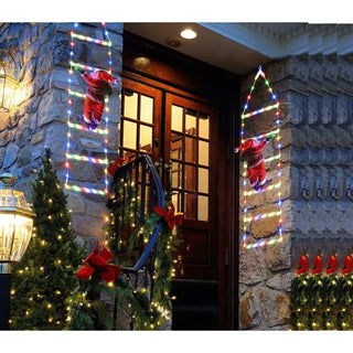 Julemand på stige Smart – Hoff iDeal, 116 RGB LED, app-styring & fjernbetjening, 25×100 cm, til inde/ude