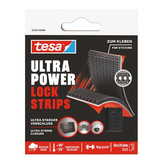 Klæbebånd, tesa Ultra Power Lock, velcrotype, til fastgørelse, 50 × 25 mm