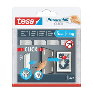 Klæbestrimmel, tesa Powerstrips Click, velcrotype, til fastgørelse, 60 × 20 mm