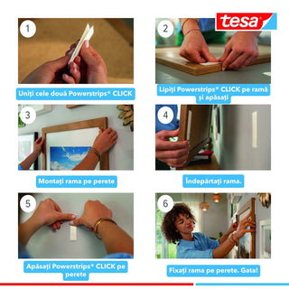 Klæbestrimmel, tesa Powerstrips Click, velcrotype, til fastgørelse, 60 × 20 mm