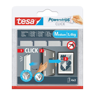 Klæbestrimmel, tesa Powerstrips Click, velcrotype, til fastgørelse, 80 × 20 mm