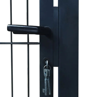Havelåge / Hegnslåge 106×248 cm Antracit/Grøn – Stål Port med Lås & Stolper