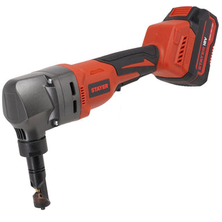 Elektrisk pladesaks, Stayer NP L20, børsteløs motor, med 1 batteri, 18 V, 2 Ah, med taske