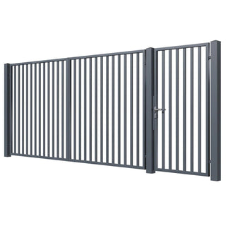 Metalport Sæt M48 – Ganglåge Venstre/Højre + Dobbelt Autoport – 4280x1800 mm – Sort RAL 9005