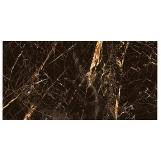 Gulvflise Golden Black – 60 x 120 cm, porcelæn, sort, blank, marmoreffekt (til indendørs og udendørs brug)