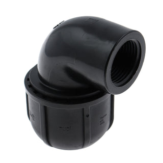 Rørbøjning kompression PEHD, indvendigt gevind, Ø 63 mm x 1 1/2"
