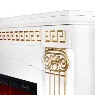 Elektrisk pejs, fritstående, Art Flame Calisto XL + Tanzania, 1.5 kW, 3D flamme, MDF, hvid & guld, 1900 x 820 x 300 mm