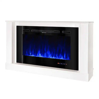 Dekorativ elektrisk pejs Art Flame Bernard Mini + Adeli, 1.5 kW, 3D flammeeffekt, hvid, MDF, 1215 x 725 x 300 mm