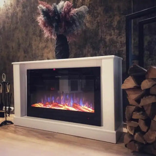 Dekorativ elektrisk pejs Art Flame Bernard Mini + Adeli, 1.5 kW, 3D flammeeffekt, hvid, MDF, 1215 x 725 x 300 mm