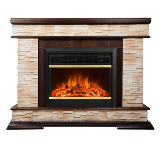Dekorativ elektrisk pejs, Fritstående, Art Flame, Stone Ivory + Mars, Creme + brun, I MDF, Med blæser, 3D brændeindsats, 1,5 kW, 1180x880x305 mm