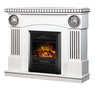Dekorativ elektrisk pejs, Fritstående, Art Flame, Prometeu + Cristina, Hvid + sort, I MDF, Med blæser, 3D brændeindsats, 2 kW, 1200x1031x330 mm