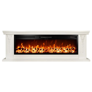 Dekorativ elektrisk pejs, Fritstående, Art Flame, Hvid, I MDF, Blæser, 3D, 1,5 kW, 1700x600x320 mm