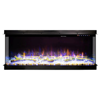Indbygget elektrisk pejs, Væghængt, Art Flame, Haiti 65, Sort, Metal, Med blæser, 3D brændeindsats, 1,5 kW, 1665x533x332 mm