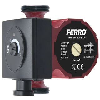 Ferro GPA II 25-6/130MM – Cirkulationspumpe til varmt vand, 45 W, 6.2 m løftehøjde, 3 m³/t, 130 mm, 220 V