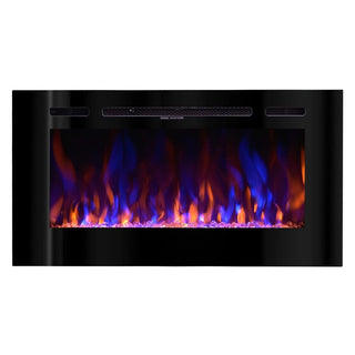 Væghængt elektrisk pejs, Art Flame, Beverly, Sort, Metal, Timer, Justerbar, Fjernbetjening, 1,5 kW, 1016x544x140 mm