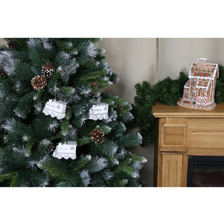 Juledekoration – Togsæt, hvid & sølv, plast, 9,5 × 7 × 4 cm, sæt med 3 stk.