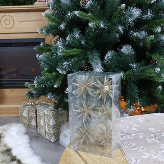 Juledekoration – Stjerner, guld, plast, 8 cm, sæt med 6 stk.