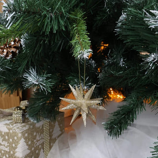 Juledekoration – Stjerner, guld, plast, 8 cm, sæt med 6 stk.