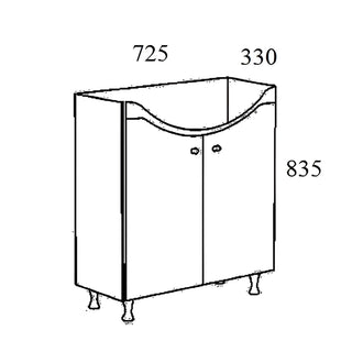 Vaskeskab Arthema Clasic 120/P-A2 med låger, gulvstående, MDF + spånplade, 72,5 × 33 × 83,5 cm
