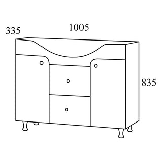Vaskeskab Arthema Clasic Zenith 140/PC-A2 med skuffer og låger, gulvstående, MDF + spånplade, 100,5 × 33,5 × 83,5 cm