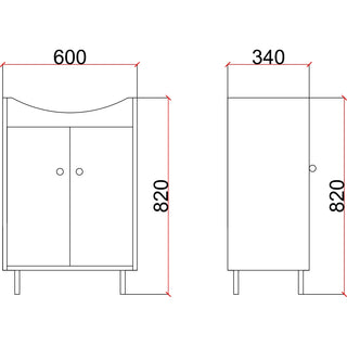 Vaskeskab Martplast Larissa med låger, gulvstående, MDF + spånplade, 60 × 34 × 72 cm