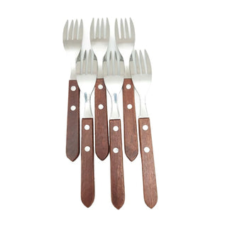 Gafler med træhåndtag – 6 stk., rustfrit stål, model 30600021