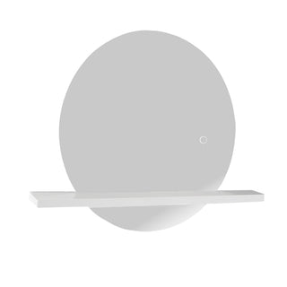 Badeværelsesspejl med LED H-501, 80 × 65 cm, touch-betjening, rundt, med hylde