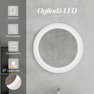 Badeværelsesspejl med LED Savini Due SPR201, diameter 75 cm, rundt