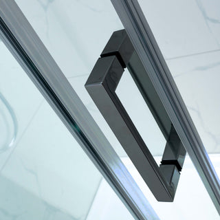 Skydedør til bruseniche, glas, West UC165WST01, sort profil, 165-180 × 200 cm