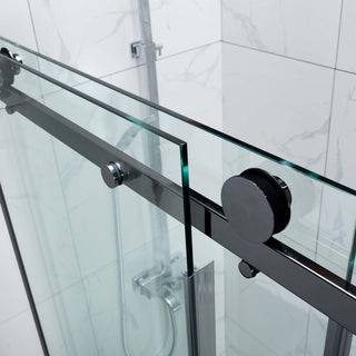 Skydedør til bruseniche, glas, West UC145WST01, sort profil, 145-165 × 200 cm