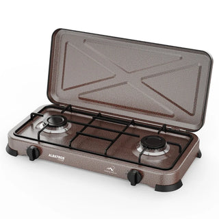 Gaskomfur / Bordkomfur 2 Blus, Albatros APG21BR , udendørs, bruges med LPG-gas(flaskegas), brun