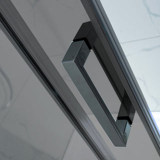 Skydedør til bruseniche, glas, West UC165WST01, røget glas, sort profil, 165-180 × 200 cm