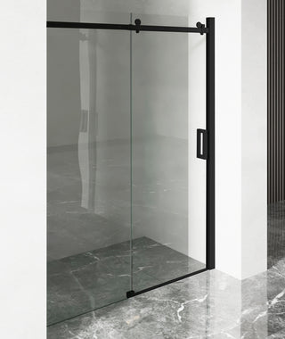 Skydedør til bruseniche, glas, West UC165WST01, røget glas, sort profil, 165-180 × 200 cm