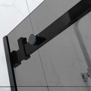 Skydedør til bruseniche, glas, West UC115WST01, røget glas, sort profil, 115-120 × 200 cm