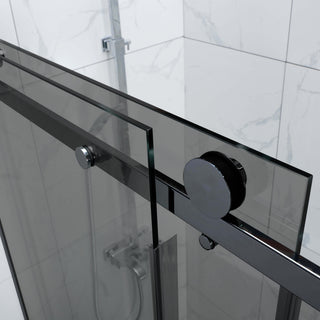 Skydedør til bruseniche, glas, West UC115WST01, røget glas, sort profil, 115-120 × 200 cm