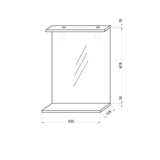 Badeværelsesspejl med LED Savini Due Moon 900, 52 × 67,8 × 12,5 cm, rektangulært