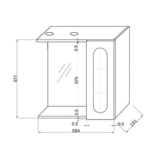 Badeværelsesskab med spejl og belysning Savini Due Eko 938D/LED, 1 låge, højre, 58,4 × 15,1 × 57,1 cm