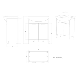 Vaskeskab Aruba, med låger, gulvstående, MDF + spånplade, 62 × 35 × 78 cm